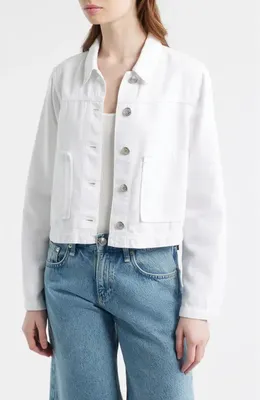 rag & bone rag & bone Featherweight Adrianna Denim Trucker Jacket in White — Women Winter white Outerwear