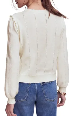 Boden Boden Valeria Floral Embroidered Sweater in Warm Ivory Melange Embroidery — Women Spring white Tops