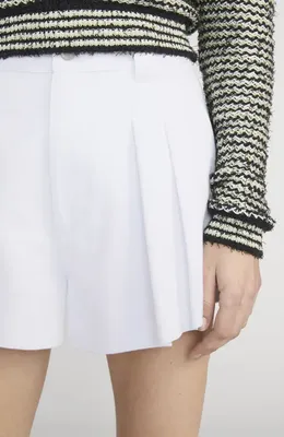 FRAME FRAME The Structural Pleated High Waist Shorts in White — Women Winter white Shorts