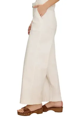 NIC+ZOE NIC+ZOE Highland Soft Stretch Wide Leg Pants in Paper White — Women Autumn white Pants