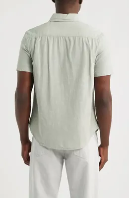 AG AG Mason Classic Fit Short Sleeve Button-Up Work Shirt in Faded Moss — Men Autumn khaki Tops