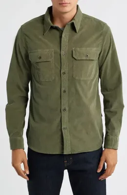 AG AG Curtis Classic Fit Button-Up Work Shirt in Sulfur Urban Green — Men Autumn green Tops