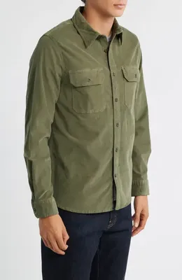 AG AG Curtis Classic Fit Button-Up Work Shirt in Sulfur Urban Green — Men Autumn green Tops