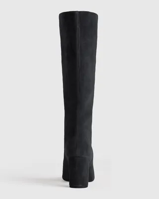 Quince Quince | Women's Italian Suede Block Heel Boots in Black — Women Winter black Accessories