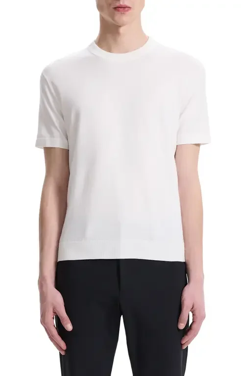Theory Theory Sarior Short Sleeve Sweater in White — Men Winter white Tops