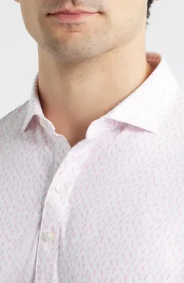 johnnie-O johnnie-O Marina Palm Tree Print Performance Jersey Polo in Punch — Men Spring white Tops