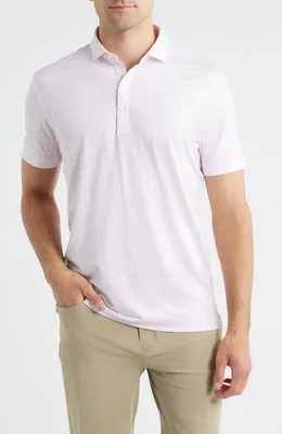 johnnie-O johnnie-O Marina Palm Tree Print Performance Jersey Polo in Punch — Men Spring white Tops