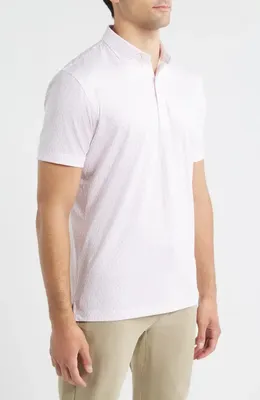 johnnie-O johnnie-O Marina Palm Tree Print Performance Jersey Polo in Punch — Men Spring white Tops