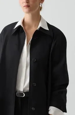 Theory Theory Sleek A-Line Trench Jacket in Black - 001 — Women Winter black Outerwear