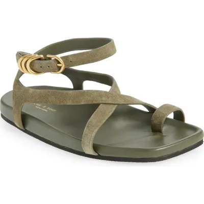 rag & bone rag & bone Rue Ankle Strap Sandal in Olive Suede — Women Autumn khaki Shoes