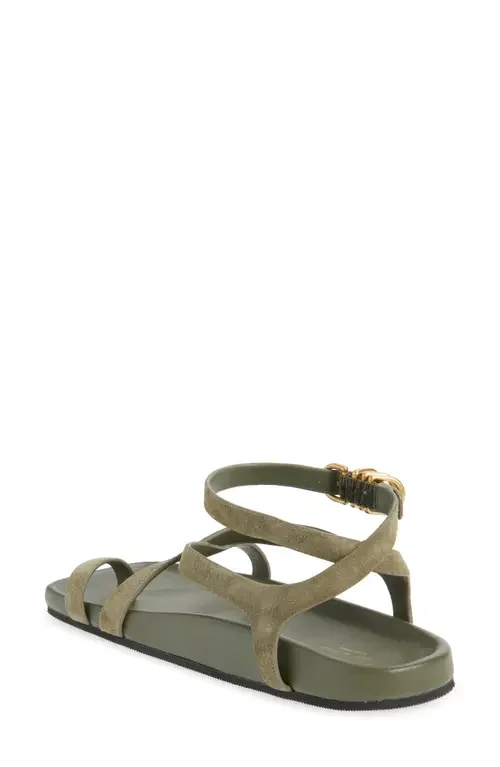 rag & bone rag & bone Rue Ankle Strap Sandal in Olive Suede — Women Autumn khaki Shoes