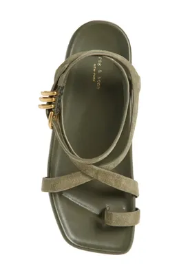 rag & bone rag & bone Rue Ankle Strap Sandal in Olive Suede — Women Autumn khaki Shoes