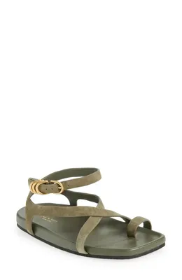 rag & bone rag & bone Rue Ankle Strap Sandal in Olive Suede — Women Autumn khaki Shoes