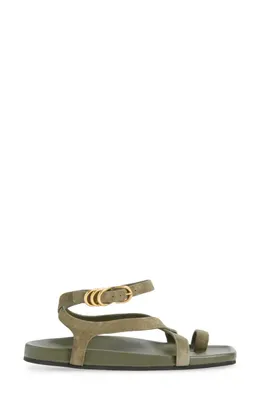 rag & bone rag & bone Rue Ankle Strap Sandal in Olive Suede — Women Autumn khaki Shoes