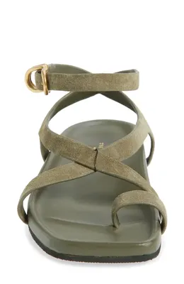 rag & bone rag & bone Rue Ankle Strap Sandal in Olive Suede — Women Autumn khaki Shoes