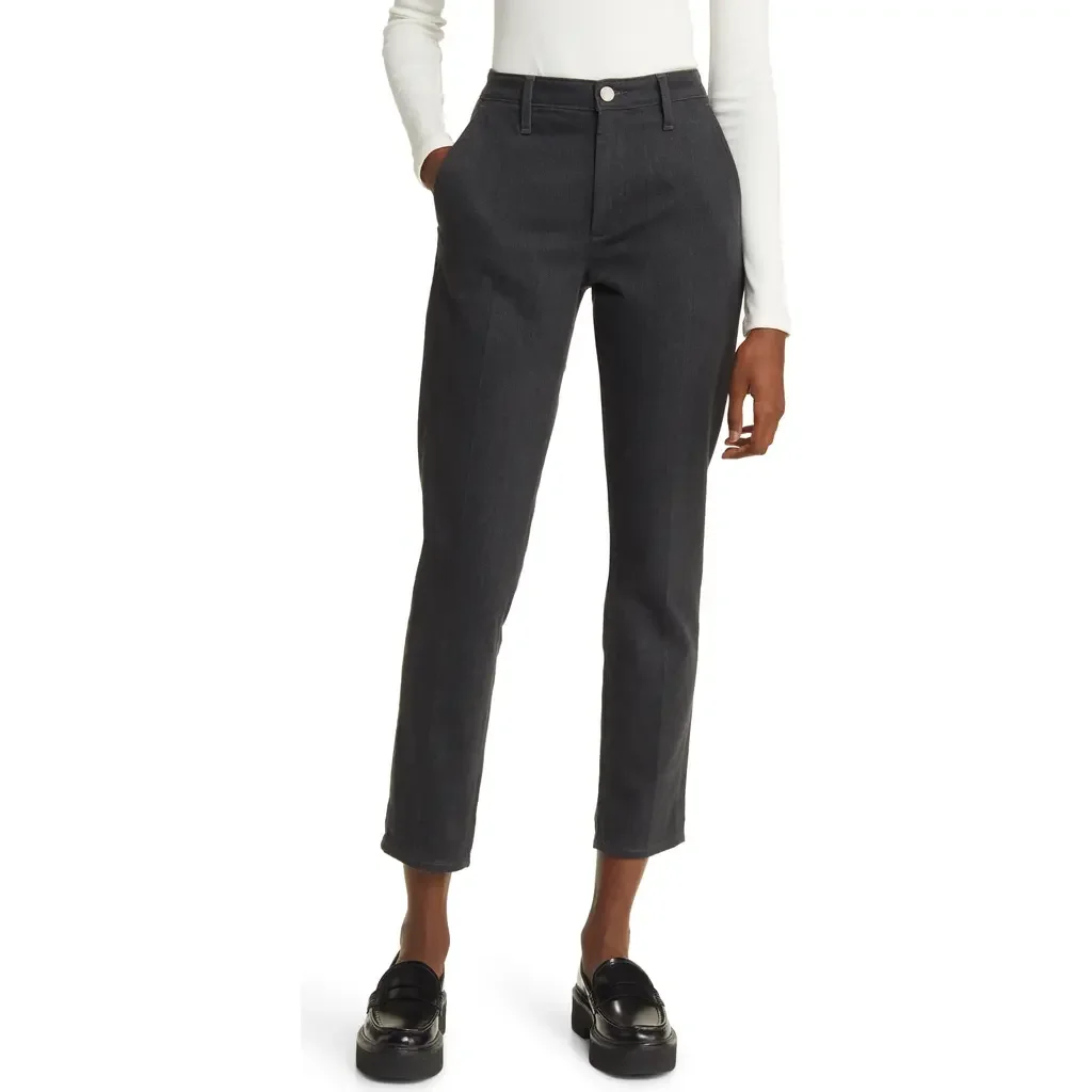 AG AG Caden High Waist Stretch Crop Slim Straight Leg Jeans in Charcoal Stone — Women Winter black Pants