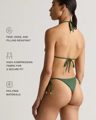 Quince Quince | Women's Italian Adjustable Side-Tie Bikini Bottom in Palm — Women Summer teal Swimwear