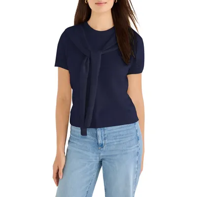 NIC+ZOE NIC+ZOE Piazza Layered Look Sweater in Dark Indigo — Women Winter navy Tops