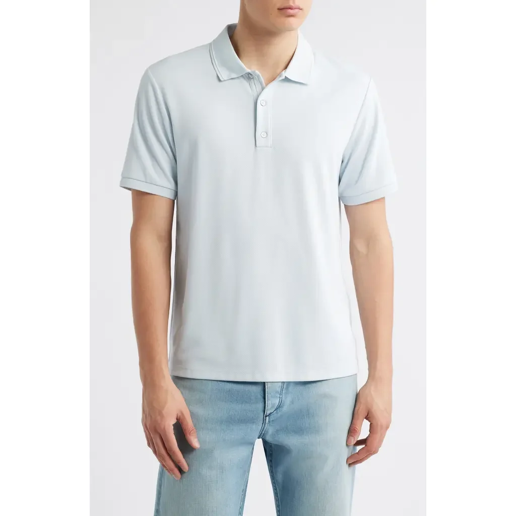 rag & bone rag & bone Slim Fit Tech Piqué Polo in Arctic — Men Winter white Tops