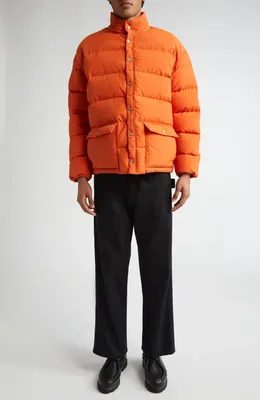Bode Bode Burlington Down Puffer Jacket in Orange — Men Spring coral Outerwear