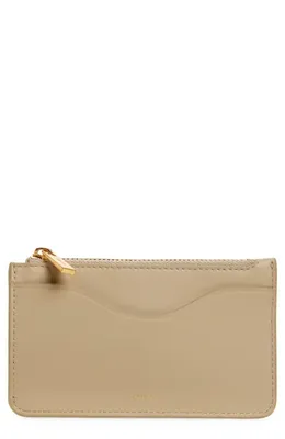 Vince Vince Leather Zip-Top Card Case in Marzipan — Women Autumn beige Accessories