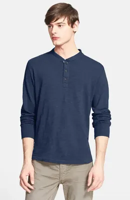 rag & bone rag & bone Classic Slim Fit Henley in Indigo — Men Winter purple Tops