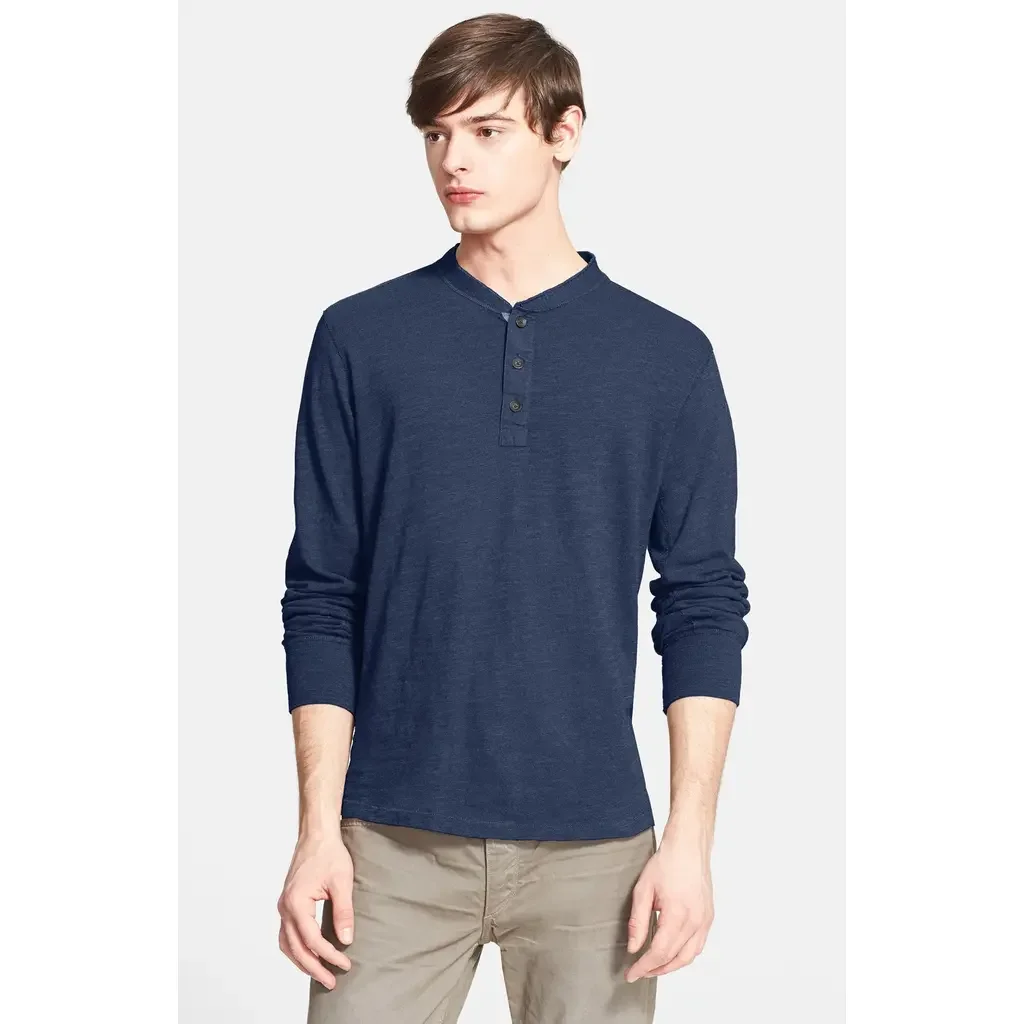 rag & bone rag & bone Classic Slim Fit Henley in Indigo — Men Winter purple Tops