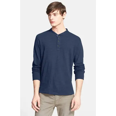 rag & bone rag & bone Classic Slim Fit Henley in Indigo — Men Winter purple Tops