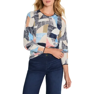 NIC+ZOE NIC+ZOE Set Sail Sweater in Blue Multi — Women Summer navy Tops