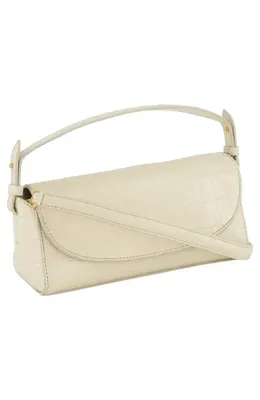 Vince Vince Mini Sabrina Croc Embossed Leather Top Handle Bag in Moonlight — Women Spring white Accessories
