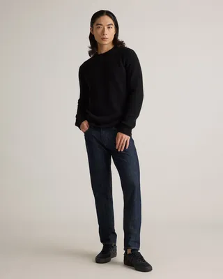 Quince Quince | Men's Mongolian Cashmere Fisherman Crewneck Sweater in Black — Men Winter black Sweaters & Knits