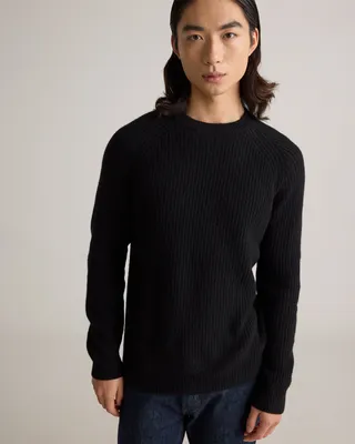 Quince Quince | Men's Mongolian Cashmere Fisherman Crewneck Sweater in Black — Men Winter black Sweaters & Knits