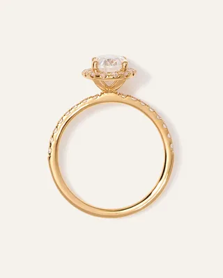 Quince Quince Women's Lab Grown Diamond Oval Halo Pave Engagement Ring 1ct in Yellow Gold — Women Spring yellow Accessories
