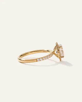 Quince Quince Women's Lab Grown Diamond Oval Halo Pave Engagement Ring 1ct in Yellow Gold — Women Spring yellow Accessories