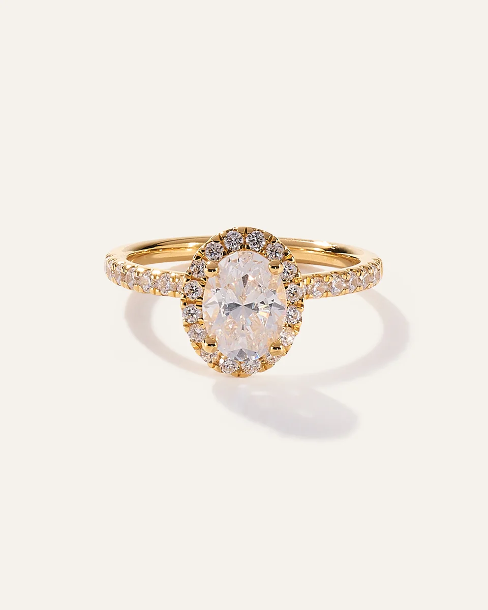 Quince Quince Women's Lab Grown Diamond Oval Halo Pave Engagement Ring 1ct in Yellow Gold — Women Spring yellow Accessories