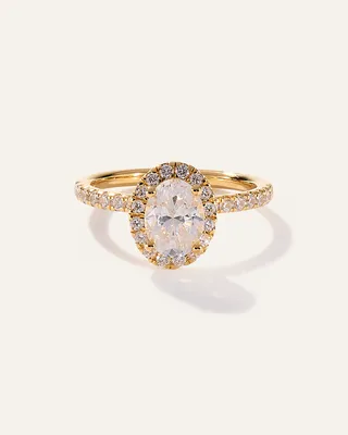 Quince Quince Women's Lab Grown Diamond Oval Halo Pave Engagement Ring 1ct in Yellow Gold — Women Spring yellow Accessories
