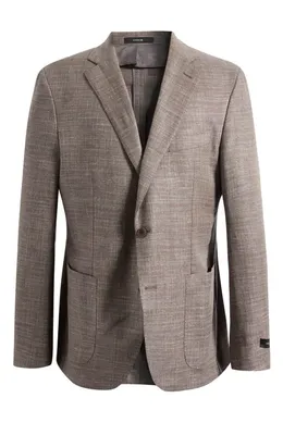 Vince Vince Icon Relaxed Fit Red Mélange Cotton & Silk Blend Sport Coat in Tan — Men Autumn grey Outerwear
