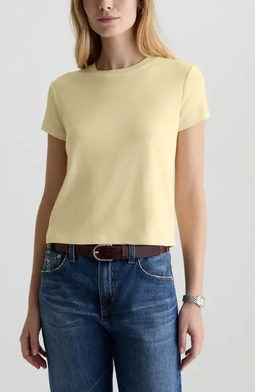 AG AG Sadie Crop T-Shirt in Sunlight Yellow — Women Spring ivory Tops