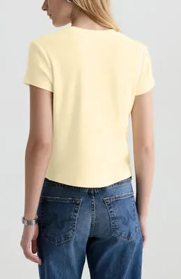 AG AG Sadie Crop T-Shirt in Sunlight Yellow — Women Spring ivory Tops