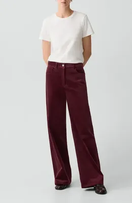 Theory Theory Wide Leg Corduroy Pants in Port Red — Women Autumn chocolate Trousers & Chinos