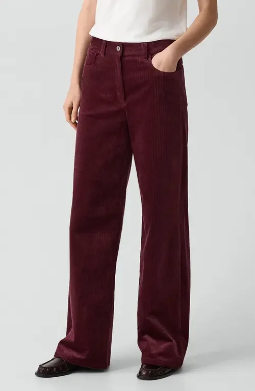 Theory Theory Wide Leg Corduroy Pants in Port Red — Women Autumn chocolate Trousers & Chinos