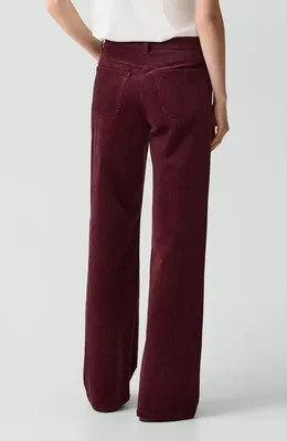 Theory Theory Wide Leg Corduroy Pants in Port Red — Women Autumn chocolate Trousers & Chinos