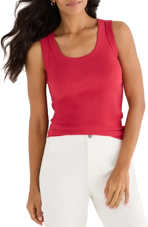 NIC+ZOE NIC+ZOE Perfect Knit Rib Scoop Neck Tank in True Red — Women Spring red Tops