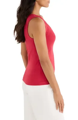 NIC+ZOE NIC+ZOE Perfect Knit Rib Scoop Neck Tank in True Red — Women Spring red Tops