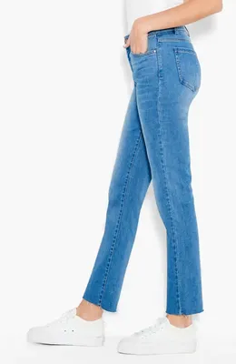 NIC+ZOE NIC+ZOE High Waist Raw Hem Ankle Straight Leg Jeans in Horizon — Women Summer blue Pants