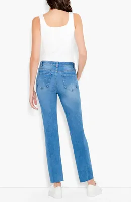 NIC+ZOE NIC+ZOE High Waist Raw Hem Ankle Straight Leg Jeans in Horizon — Women Summer blue Pants