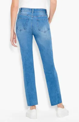 NIC+ZOE NIC+ZOE High Waist Raw Hem Ankle Straight Leg Jeans in Horizon — Women Summer blue Pants