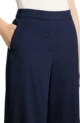 Theory Theory Classic Straight Leg Linen Blend Pants in Midnight Navy — Women Winter navy Pants