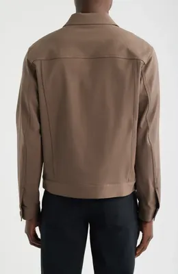 Theory Theory River Trucker in Neoteric Twill Jacket in Morel — Men Autumn grey Outerwear