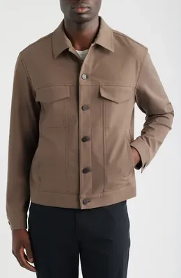 Theory Theory River Trucker in Neoteric Twill Jacket in Morel — Men Autumn grey Outerwear